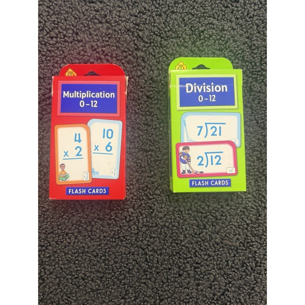 Lot of 2 Boxes of School Zone Brand Multiplication and Division Packs Ages 8+